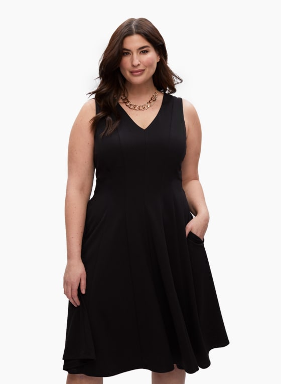 V-Neck Fit & Flare Dress