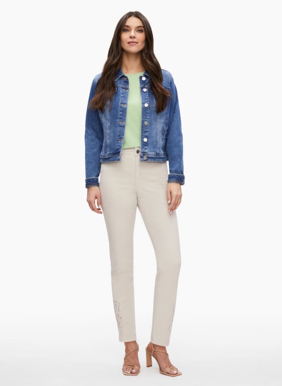 Embellished Floral Embroidery Jeans