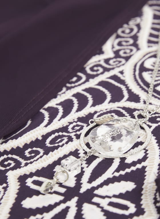 Medallion Print Dress & Cardigan Set