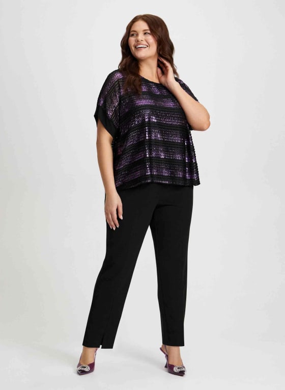 Metallic Stripe Motif Crochet Top