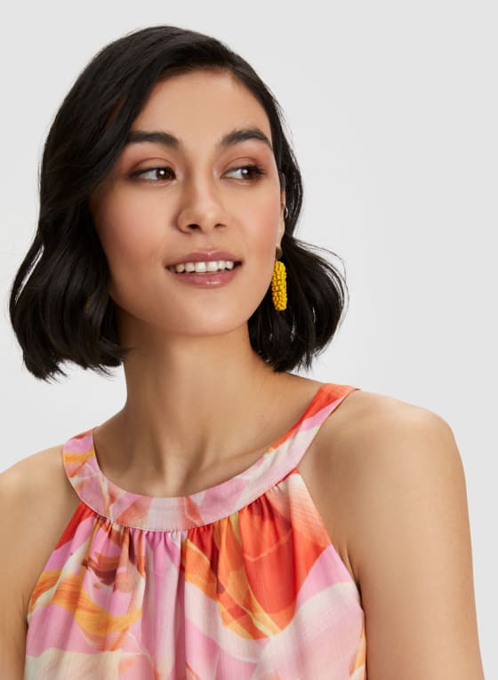 Floral Motif Halter Neck Top