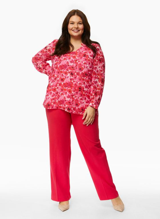 Button Detail Wide Leg Pants