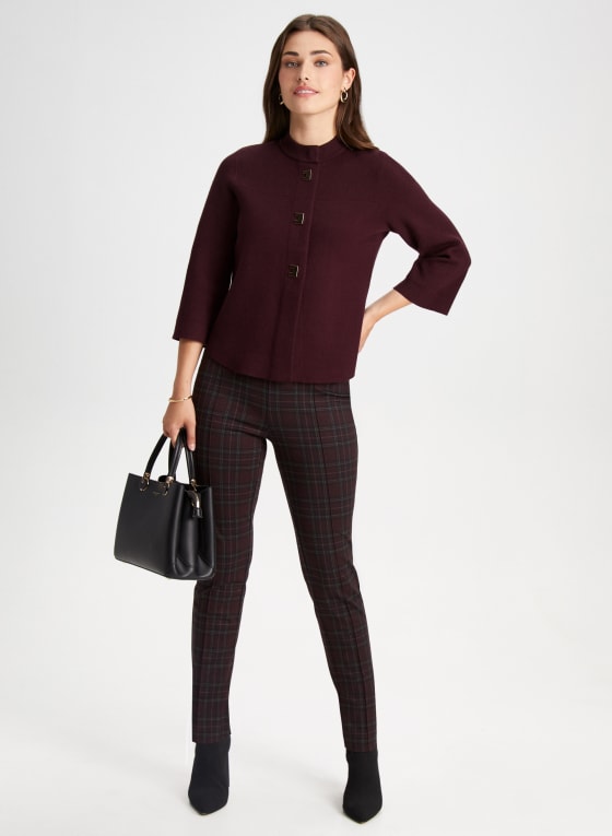 Pull-On Plaid Motif Pants