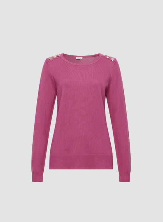 Button Detail Crew Neck Sweater