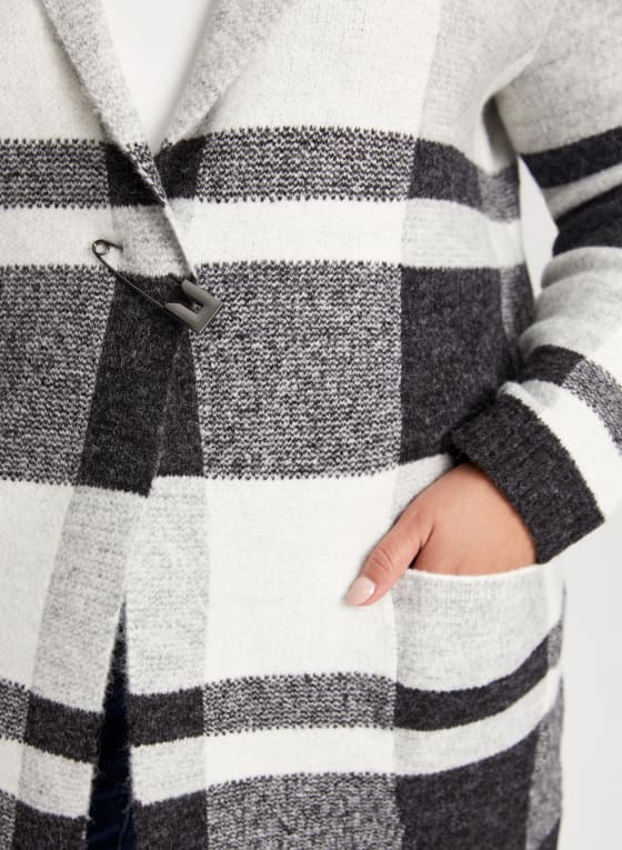 Plaid Motif Coatigan