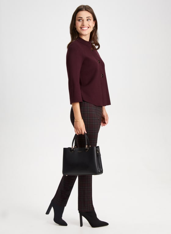 Pull-On Plaid Motif Pants