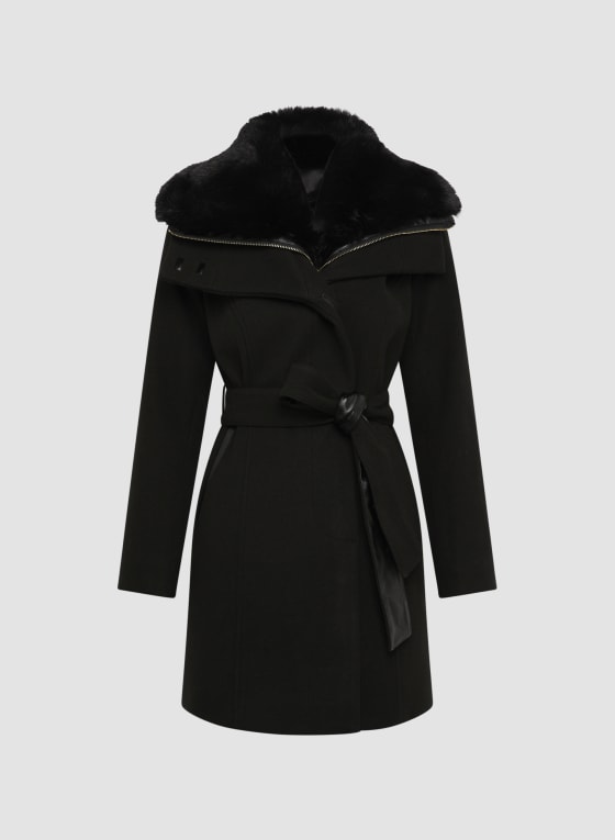 Stretch Wool-Blend Trench Coat