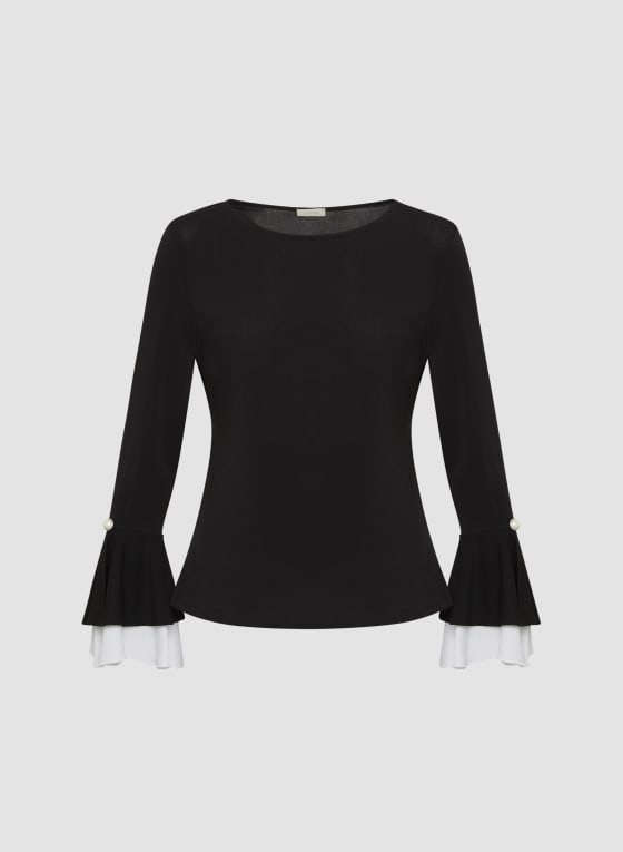 Double Ruffle Detail Long Sleeve Top