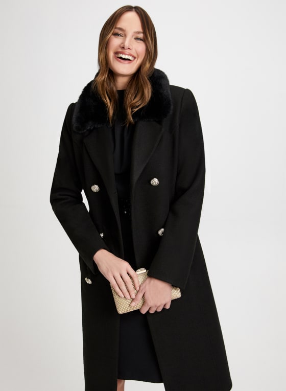 Stretch Wool Blend Trench Coat