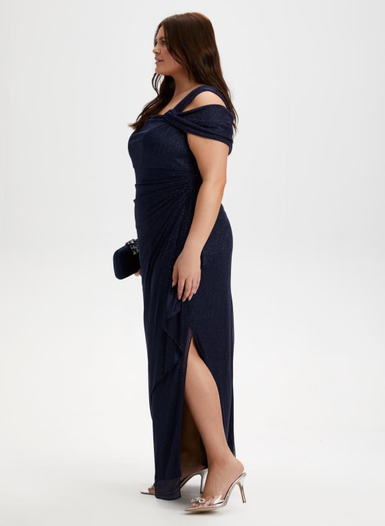 Shimmer Detail Long Slit Dress