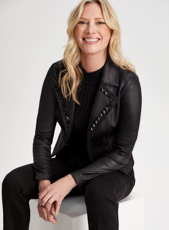 Stud Detail Notch Collar Jacket