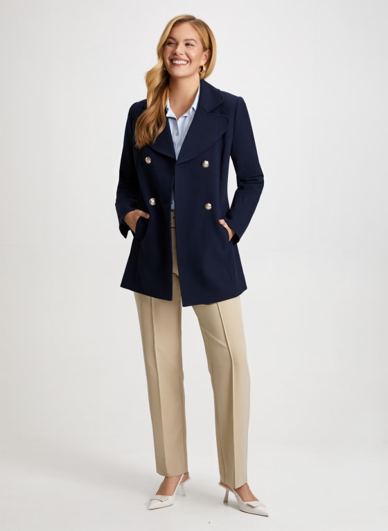 Double Row Button Front Coat