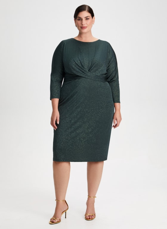 Twist Detail Glitter Dress