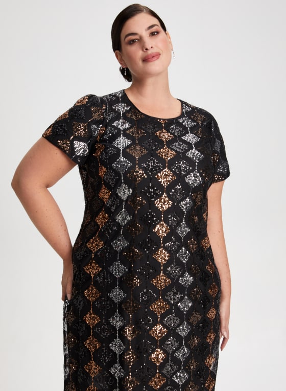 Diamond Motif Sequin Dress