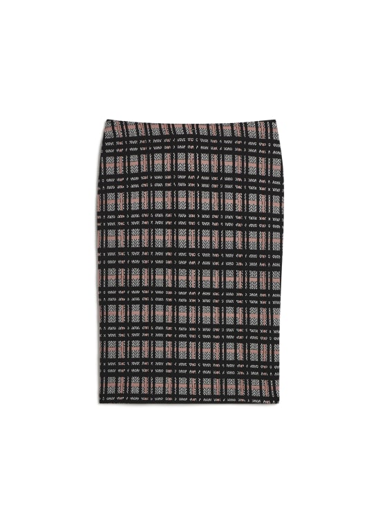 Plaid Knit Pencil Skirt