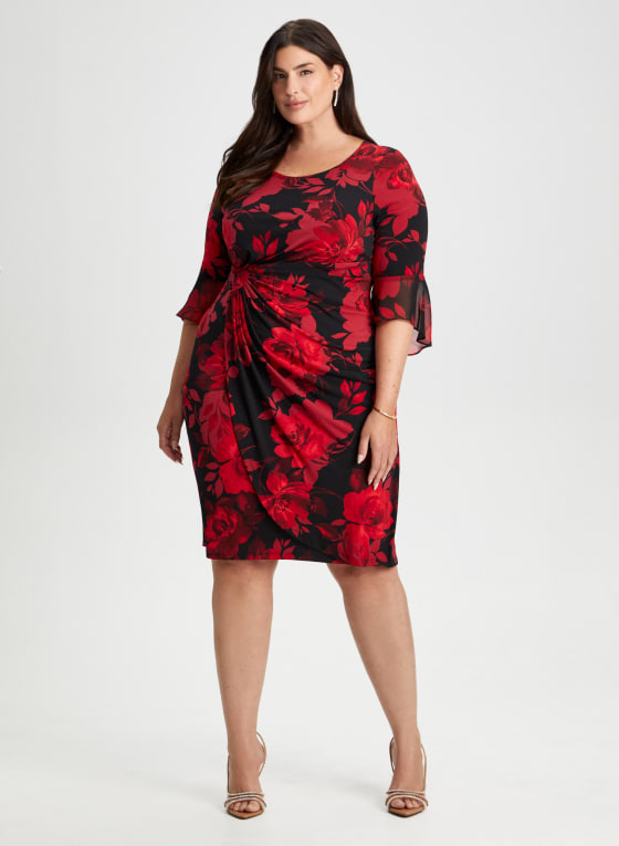 Flounce Sleeve Floral Dress