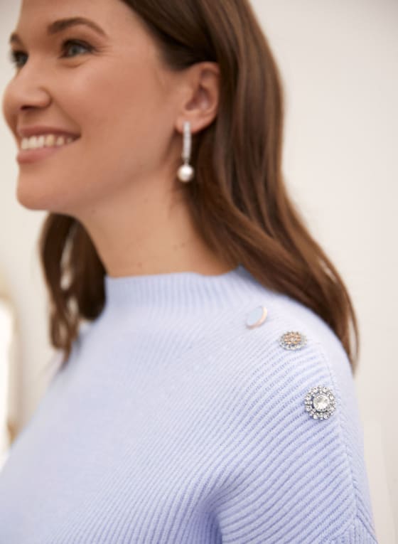 Button Detail Mock Neck Sweater