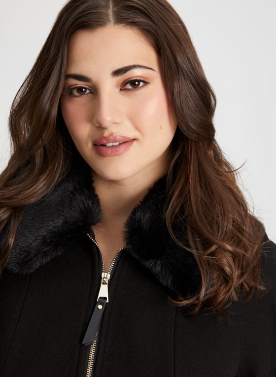 Stretch Wool Blend Coat