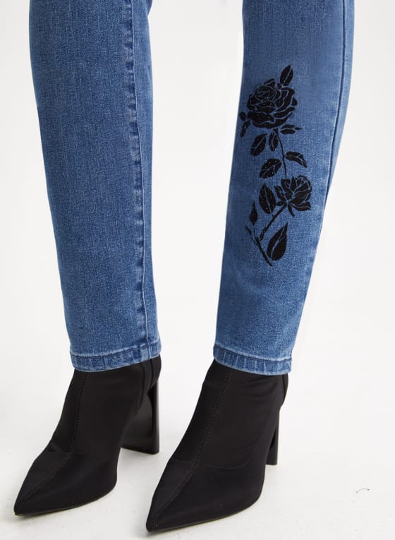 Flower Appliqué Jeans