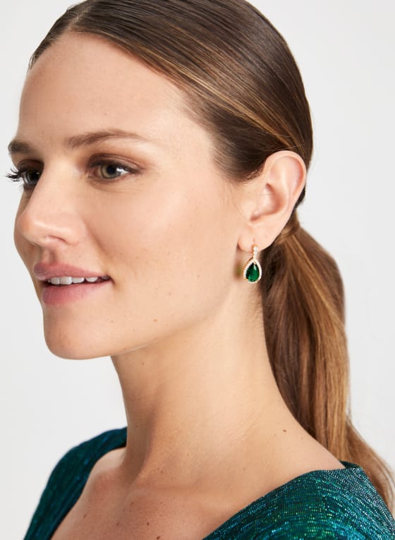 Faceted Stone Dangle Earrings