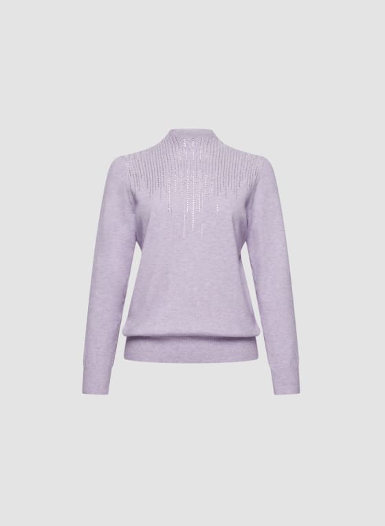 Rhinestone Mock Neck Sweater