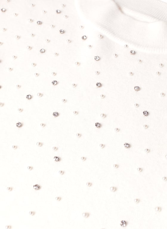 Embellished Mock Neck Sweater
