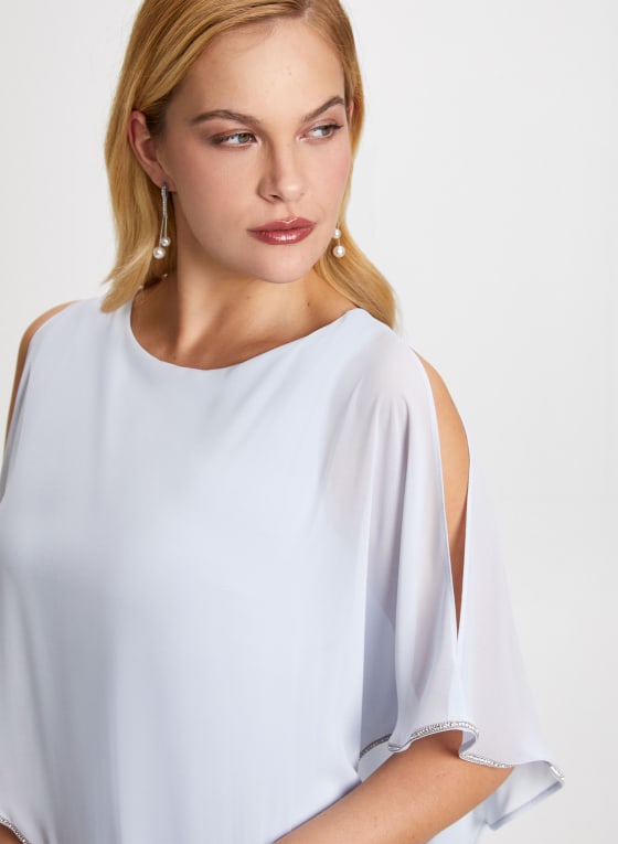 Rhinestone Trim Poncho Dress