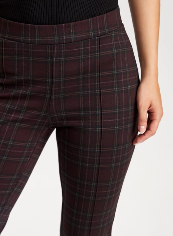 Pull-On Plaid Motif Pants