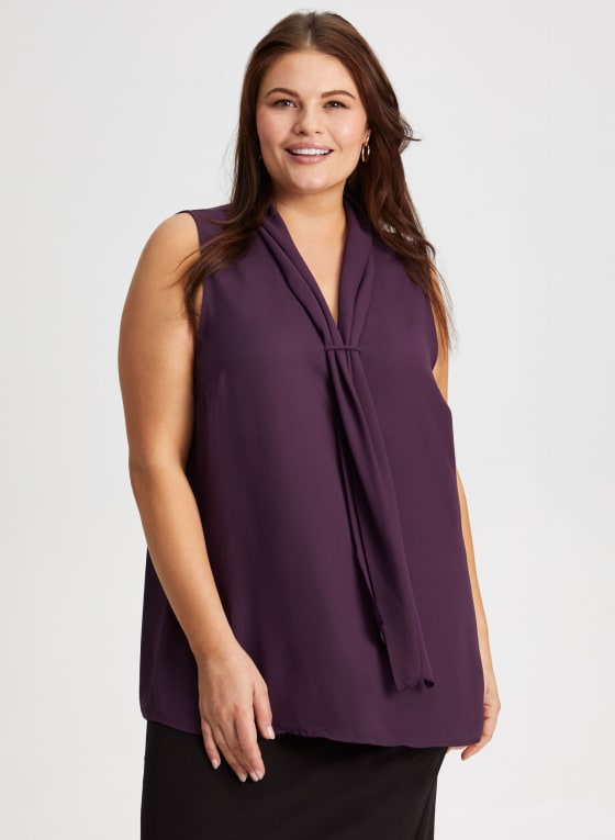 Tie Detail Sleeveless Popover Blouse