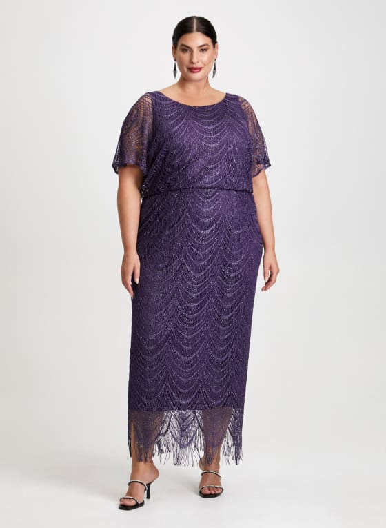 Crochet Detail Metallic Dress