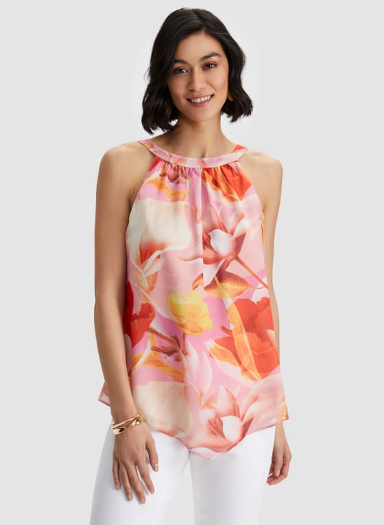 Floral Motif Halter Neck Top