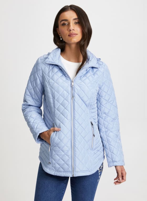 Quilted Zip Front Coat