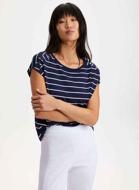 Stripe Print Two-Tone Top