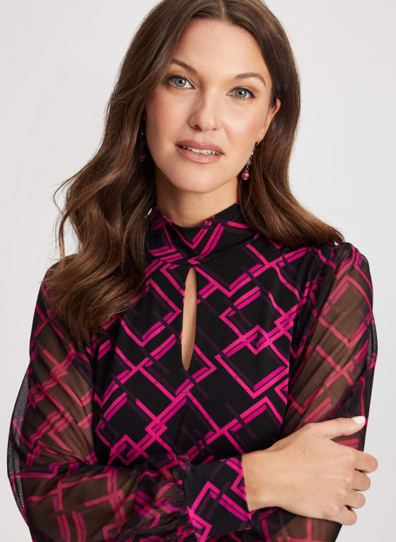 Keyhole Geometric Print Top