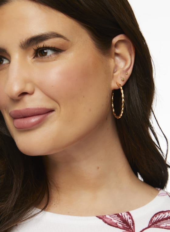 Textured Open Hoop Earrings