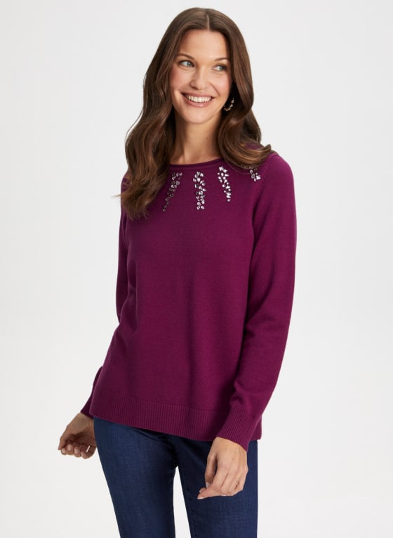 Rhinestone Detail Sweater