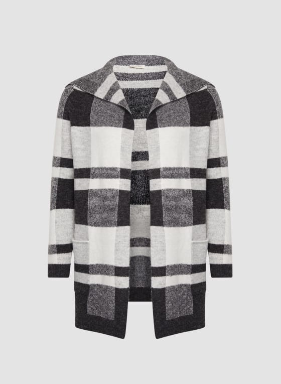 Plaid Motif Coatigan