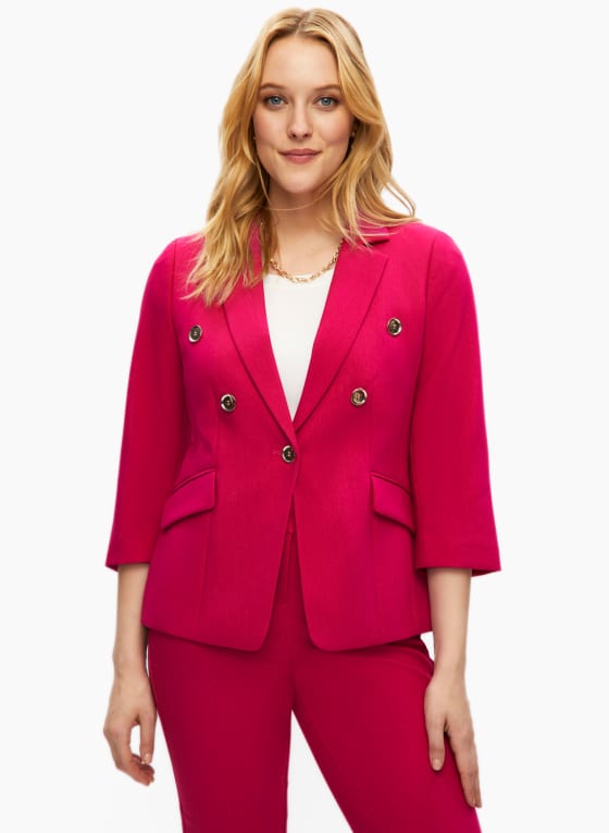 Button Detail 3/4 Sleeve Blazer