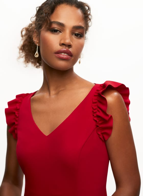 V-Neck Ruffle Detail Dress