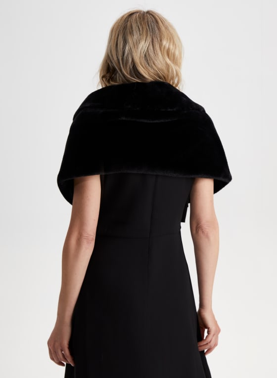 Rhinestone Clip Faux Fur Stole