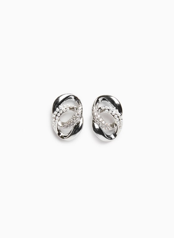 Pearl & Crystal Button Earrings