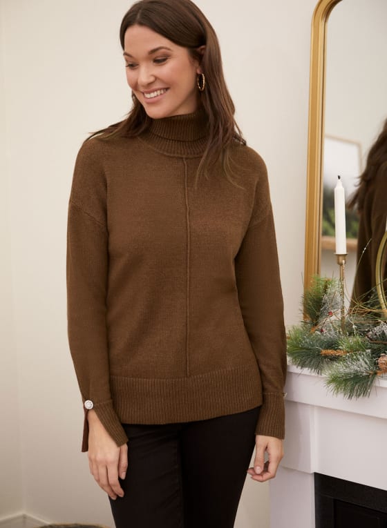 Split Cuff Turtleneck Sweater