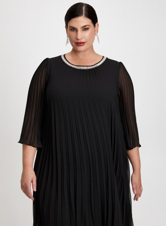 Joseph Ribkoff - Rhinestone Trim Chiffon Dress