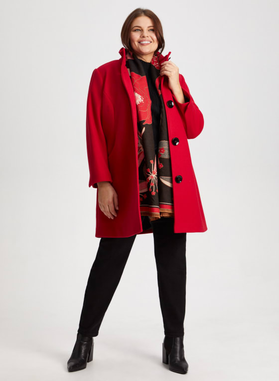Stretch Wool Blend Coat