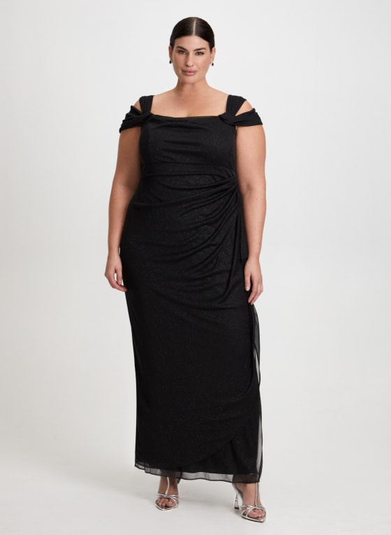Drape Neck Cold Shoulder Dress