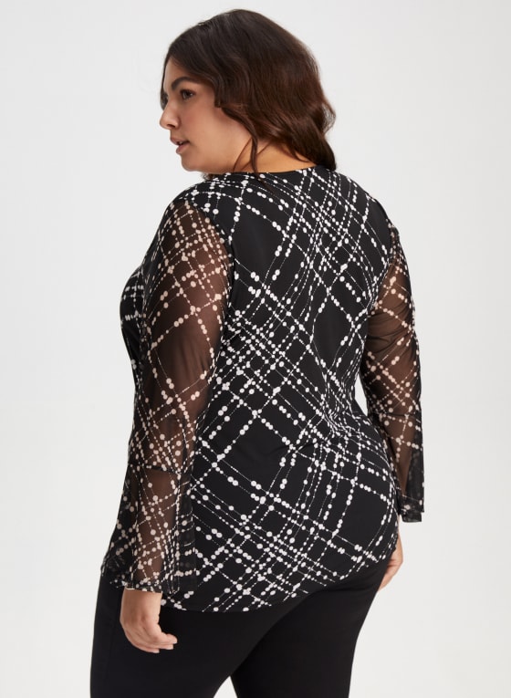 Geometric Print Flare Sleeve Top