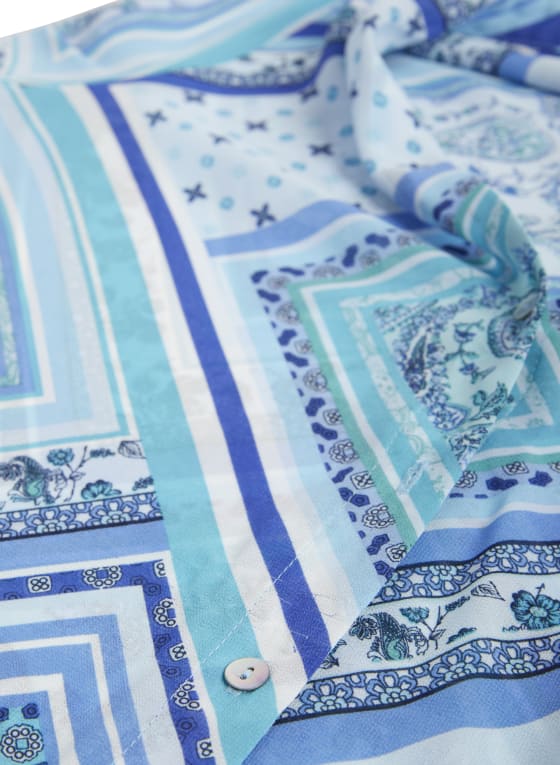 Paisley Print Button-Down Blouse