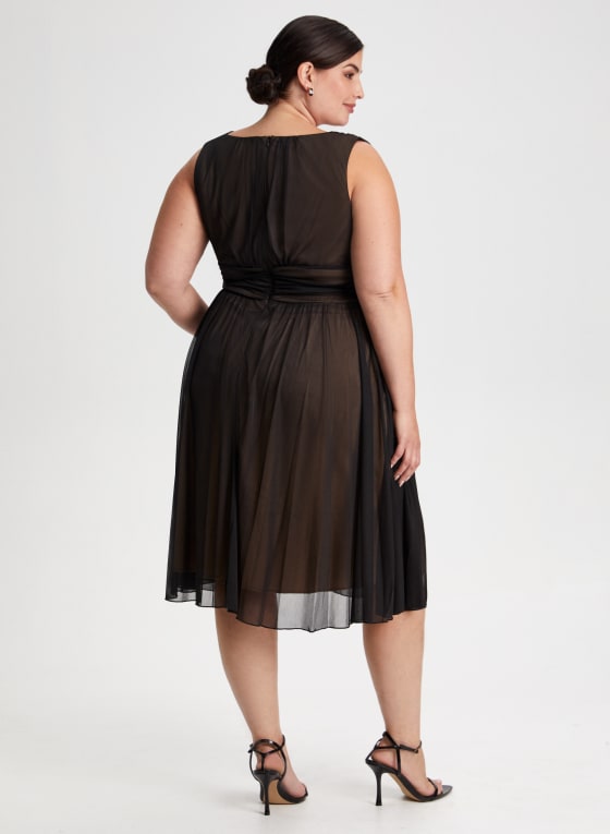 Mesh Detail Fit & Flare Dress