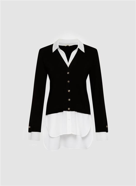 Shirt Collar Fooler Sweater