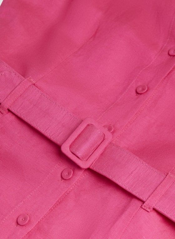 Linen-Blend Sleeveless Shirt Dress